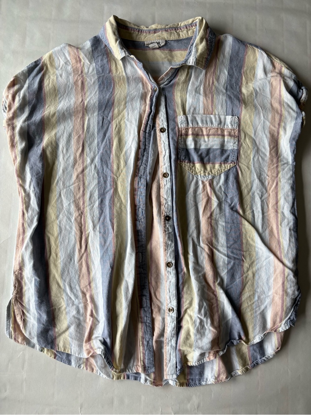 a.n.a Women's Pastel Vertical Stripe Button-Down Shirt